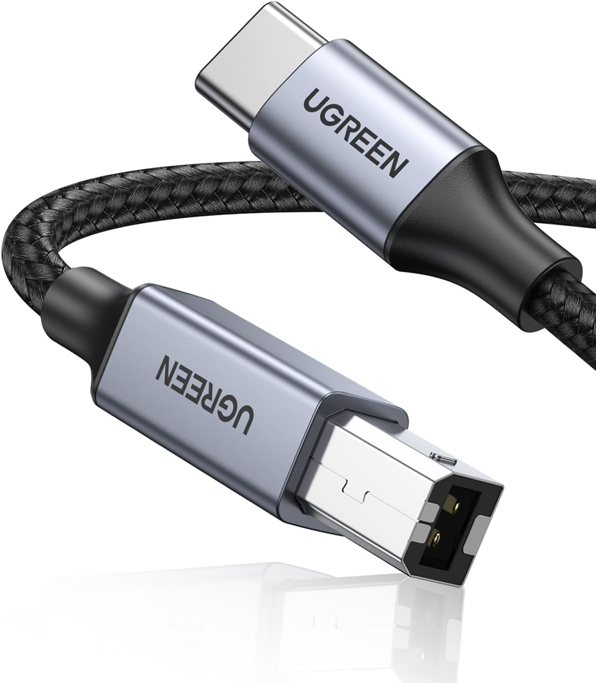 UGREEN USB B to USB C Cable, Type B 2.0 Braided Data Lead
