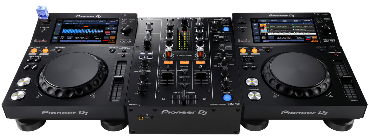 Pioneer DJ XDJ-700 Pair + DJM-450 Complete DJ Setup Bundle