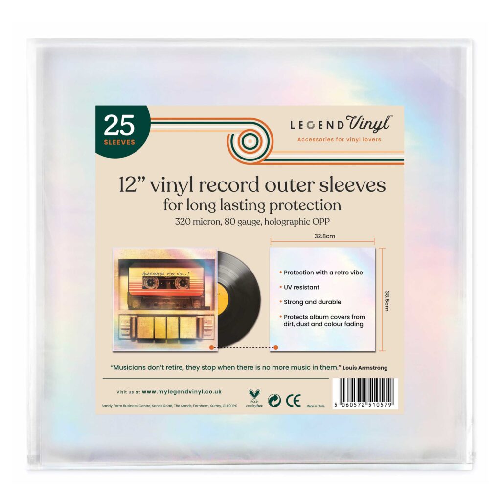 Legend Vinyl 12″ Vinyl Record Outer Sleeves – Retro Holographic Effect – Pack Of 25 - Deck Converters
