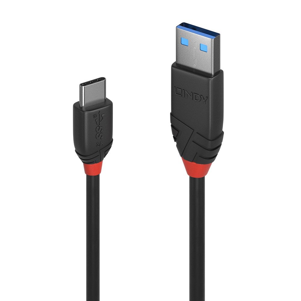 Lindy 0.5m USB 3.2 Type A to C Cable, 10Gbps, Black Line - Deck Converters