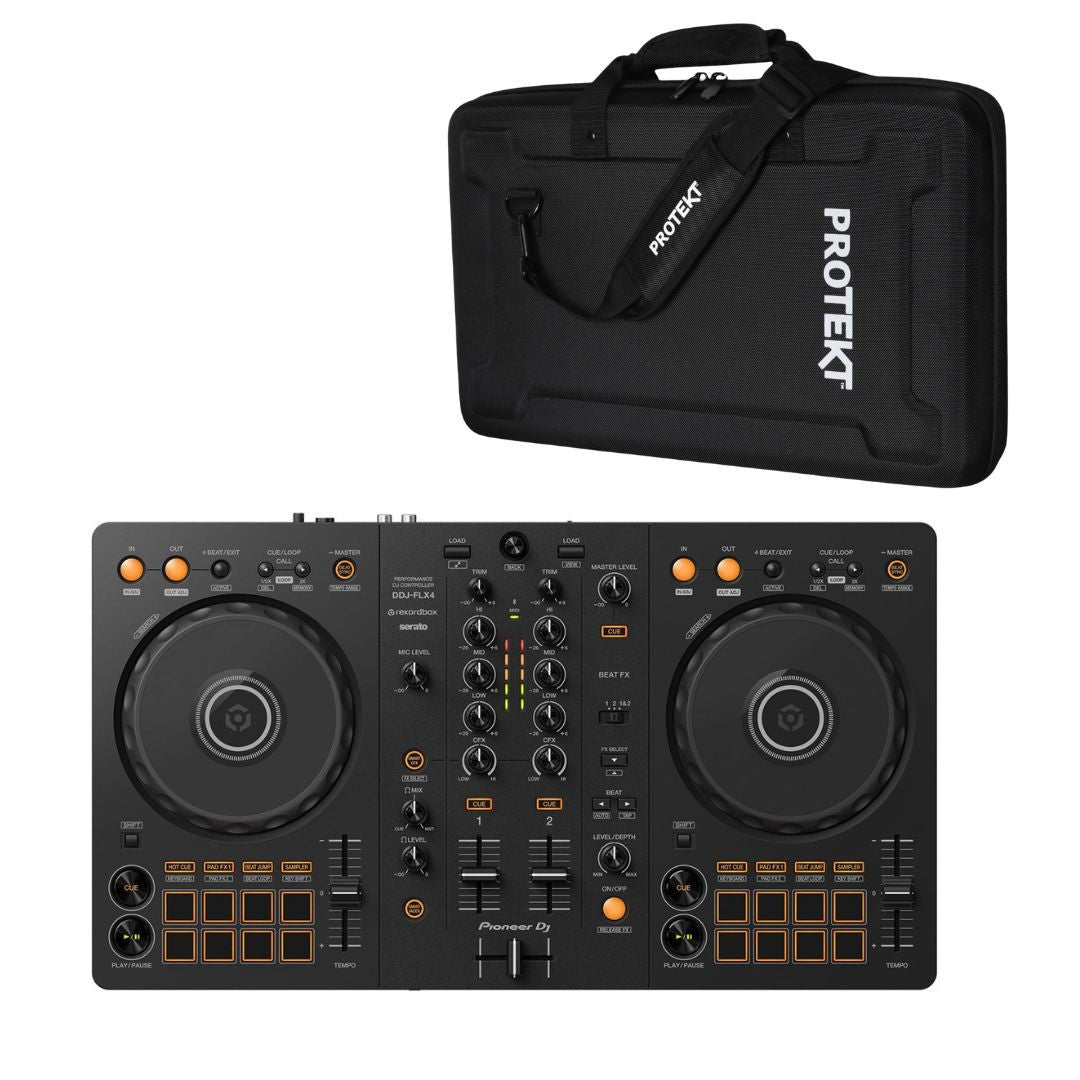 Pioneer DDJ FLX4 DJ Controller + Protekt Carry Case - Deck Converters
