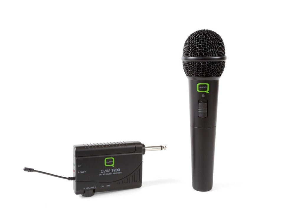 Q Audio QWM 1900 UHF Single Channel Wireless Microphone System Supplied With 1x Handheld Microphone - Deck Converters