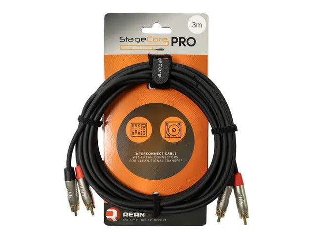 Stagecore iPRO250 REAN 2x Male RCA Plugs - 2x Male RCA Phono Plugs - Deck Converters