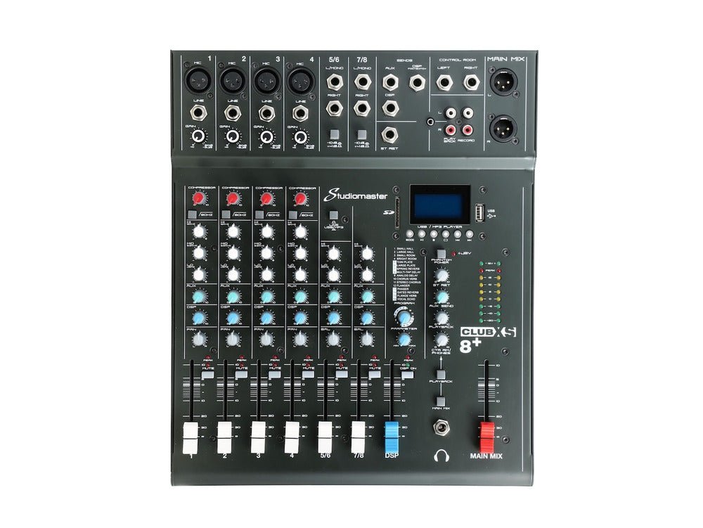 Studiomaster CLUB XS8+ 8 Channel Mixing Console with Bluetooth & DSP - Deck Converters