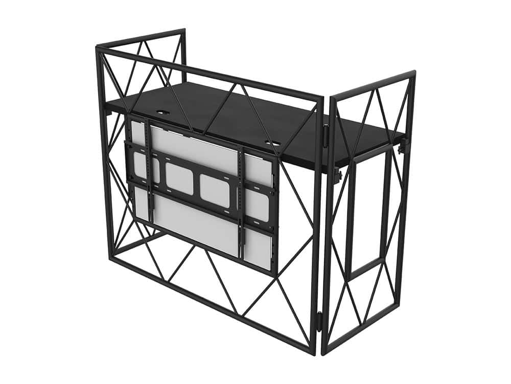 Ultimax TrussBooth Black Aluminium Truss DJ Booth c/w VESA TV mount and Shelf - Deck Converters