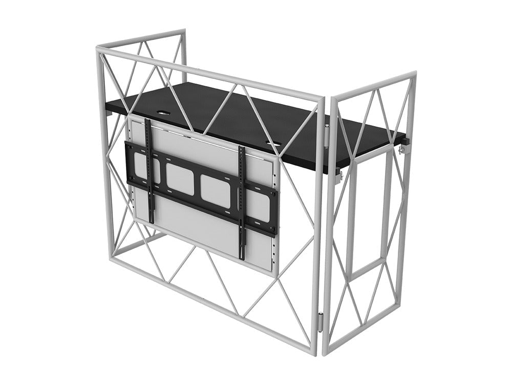 Ultimax TrussBooth White Aluminium Truss DJ Booth c/w VESA TV mount and Shelf - Deck Converters