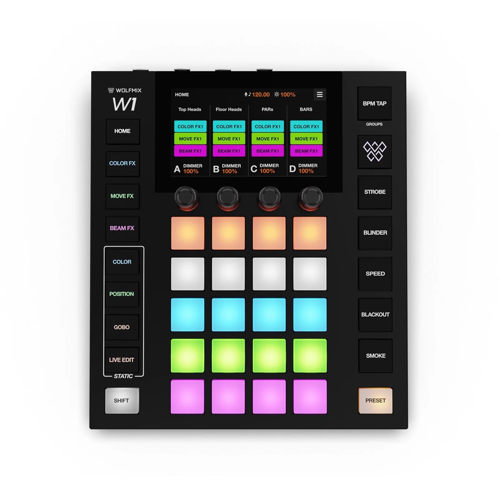 Wolfmix W1 MK3 Standalone DMX Lighting Controller for DJs & Live Performance - Deck Converters