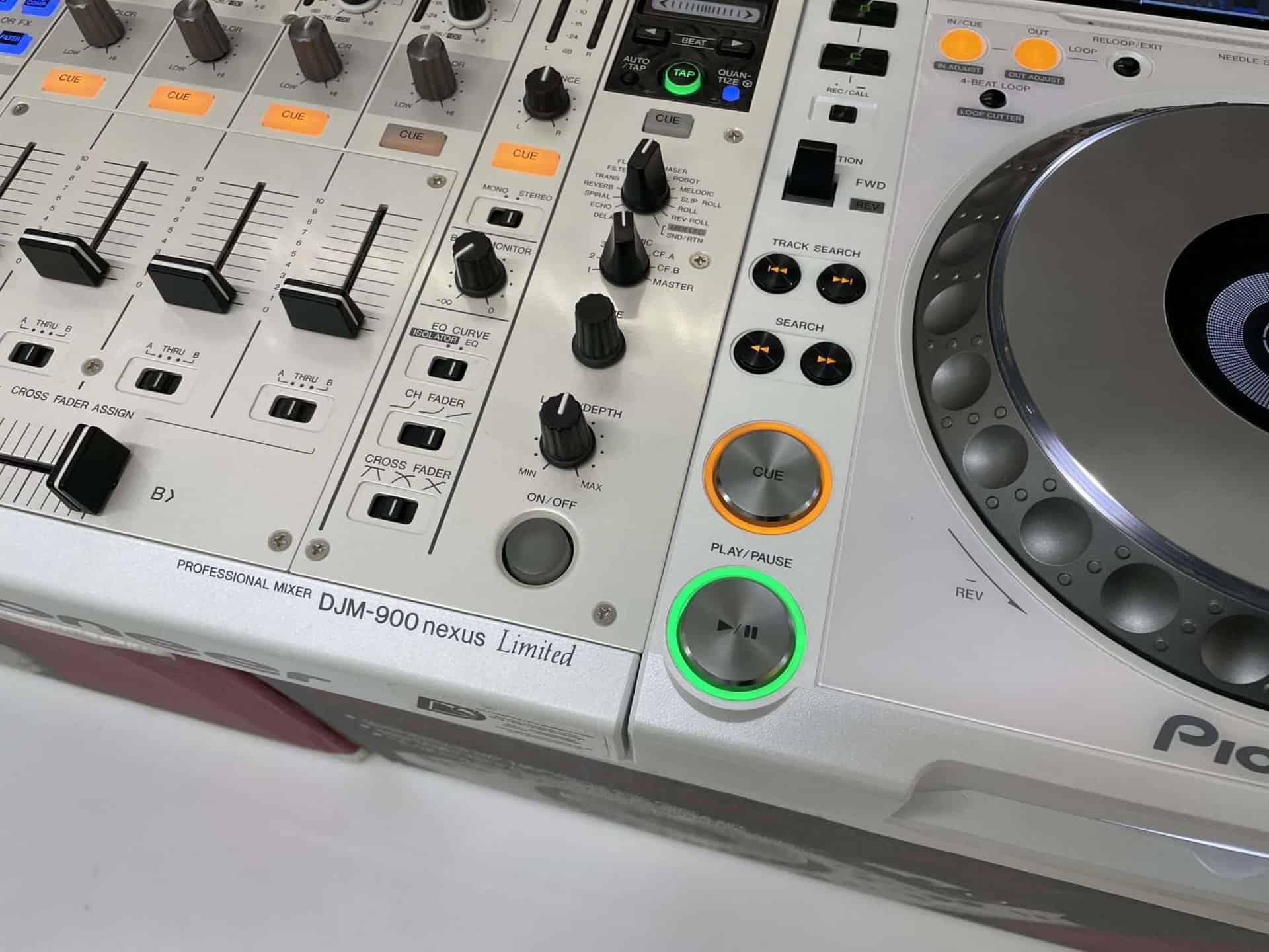 2x Pioneer CDJ 2000 White DJ Decks + DJM 900 Nexus - Deck Converters