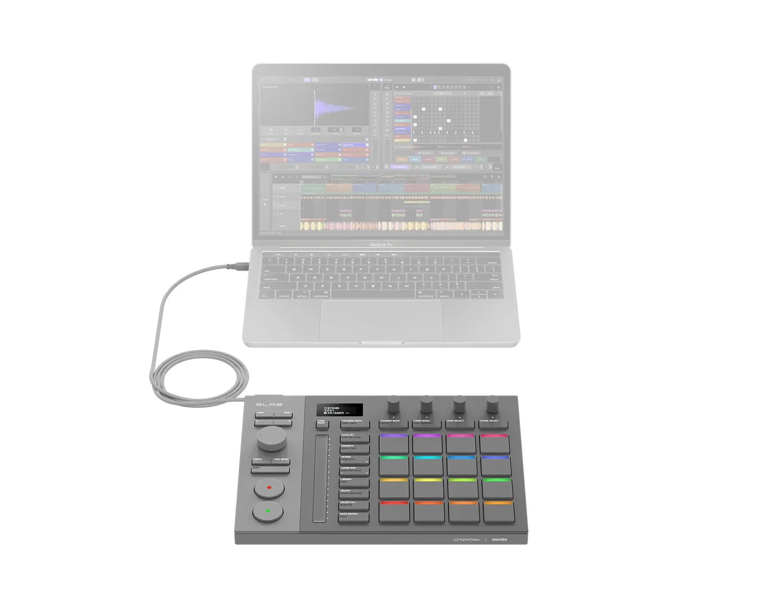 AlphaTheta SLAB MIDI Pad Controller with Encoder Wheel / Stems Serato Studio - Deck Converters