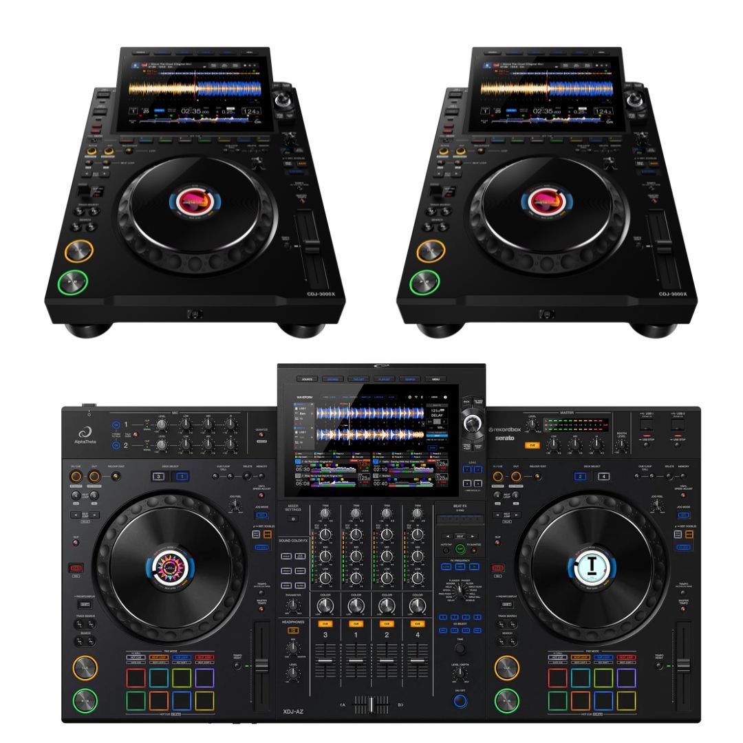 AlphaTheta XDJ - AZ + Pair of CDJ - 3000X Professional DJ Player Bundle - Deck Converters