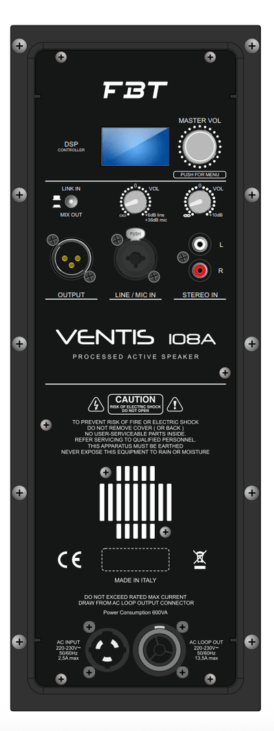 FBT Audio Ventis 108A Active Loudspeaker - Deck Converters