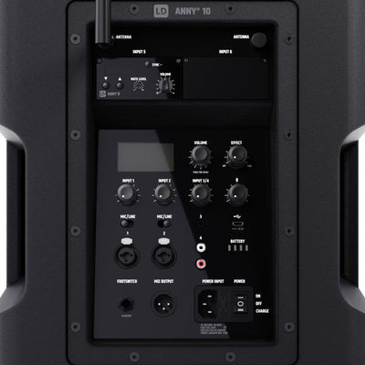 LD Systems ANNY 10 HHD 2 B8 10" Portable Battery-Powered Bluetooth PA System with Mixer and 1x Wireless Handheld Microphone - Deck Converters