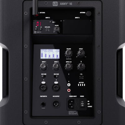LD Systems ANNY 10 HHD 2 B8 10" Portable Battery-Powered Bluetooth PA System with Mixer and 1x Wireless Handheld Microphone - Deck Converters