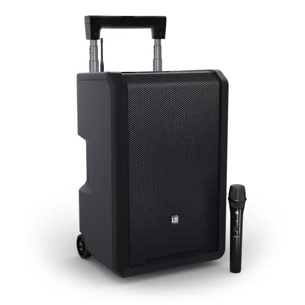 LD Systems ANNY 10 HHD 2 B8 10" Portable Battery-Powered Bluetooth PA System with Mixer and 1x Wireless Handheld Microphone - Deck Converters