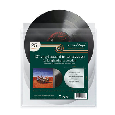 Legend Vinyl 12″ HDPE Inner Record Sleeves With Curved Base – Pack Of 25 - Deck Converters