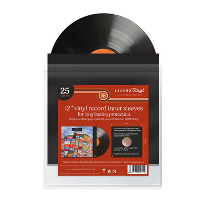Legend Vinyl 12″ Paper Inner Record Sleeves With HDPE Bag Lining – Pack Of 25 Sleeves, Black - Deck Converters