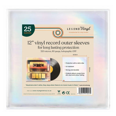 Legend Vinyl 12″ Vinyl Record Outer Sleeves – Retro Holographic Effect – Pack Of 25 - Deck Converters