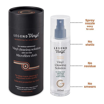 Legend Vinyl Record Cleaning Solution And Microfibre Cloth Set - Deck Converters