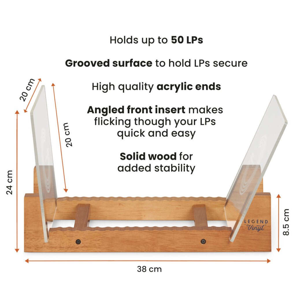 Legend Vinyl Record Display Shelf Unit In Vintage Oak With Acrylic Ends - Deck Converters