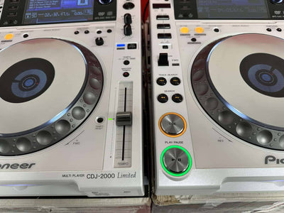 Pair Pioneer CDJ 2000 White DJ Decks - Deck Converters