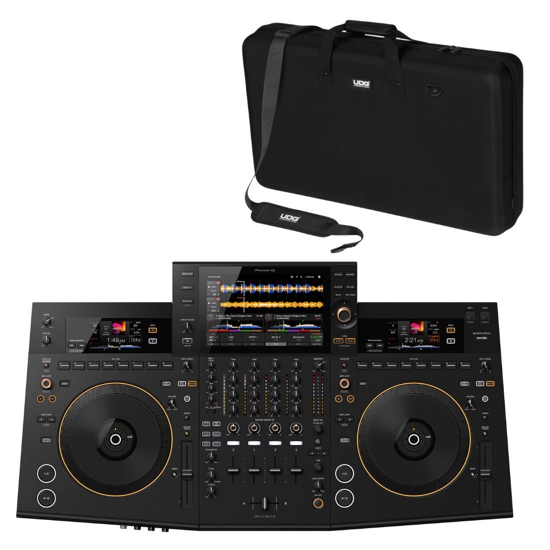 Pioneer DJ OPUS-QUAD 4-Channel All-in-One DJ System + UDG Creator Bag Bundle - Deck Converters