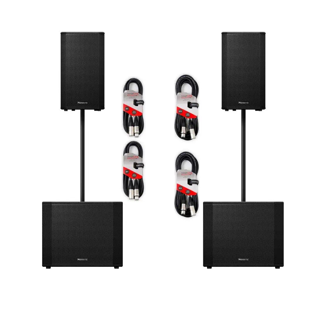 Pioneer DJ XPRS Package 2x XPRS1152ST Subs + 2x XPRS122 Speakers - Deck Converters