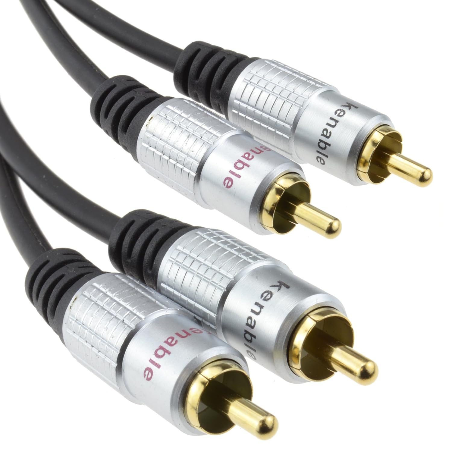 Pro Audio Metal 2 X RCA Phono Plugs To Twin Plugs Cable Lead Gold, 2m - Deck Converters