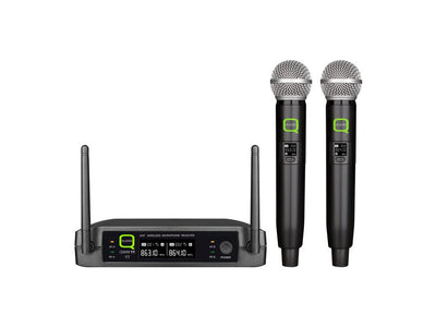 Q Audio QWM - 11 V2 Dual UHF Wireless Handheld Microphone System, Fixed Frequency - Deck Converters