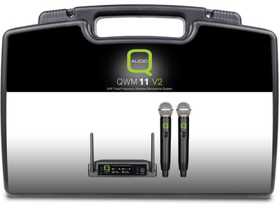 Q Audio QWM - 11 V2 Dual UHF Wireless Handheld Microphone System, Fixed Frequency - Deck Converters