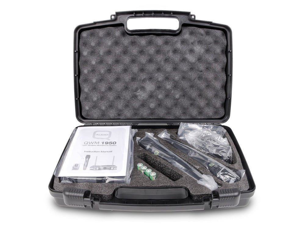 Q Audio QWM 1950 HH UHF Dual Channel Antenna Diversity HH Wireless Mic System - Deck Converters