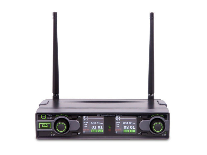 Q Audio QWM 1950 HH UHF Dual Channel Antenna Diversity HH Wireless Mic ...