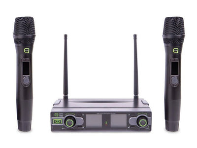Q Audio QWM 1950 HH UHF Dual Channel Antenna Diversity HH Wireless Mic System - Deck Converters