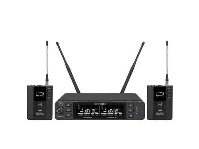 Q Audio QWM 1960 V3 BP UHF Dual Channel True Diversity Belt Pack Wireless Mic System - Deck Converters