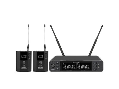 Q Audio QWM 1960 V3 BP UHF Dual Channel True Diversity Belt Pack Wireless Mic System - Deck Converters