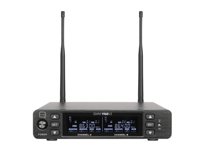 Q Audio QWM 1960 V3 BP UHF Dual Channel True Diversity Belt Pack Wireless Mic System - Deck Converters