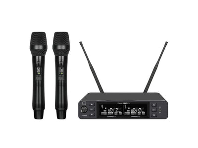 Q Audio QWM 1960 V3 HH, UHF Dual Channel True Diversity Dual Handheld Wireless Mic System - Deck Converters