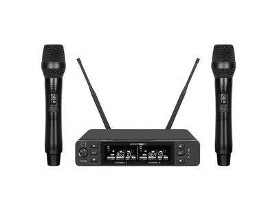 Q Audio QWM 1960 V3 HH, UHF Dual Channel True Diversity Dual Handheld Wireless Mic System - Deck Converters