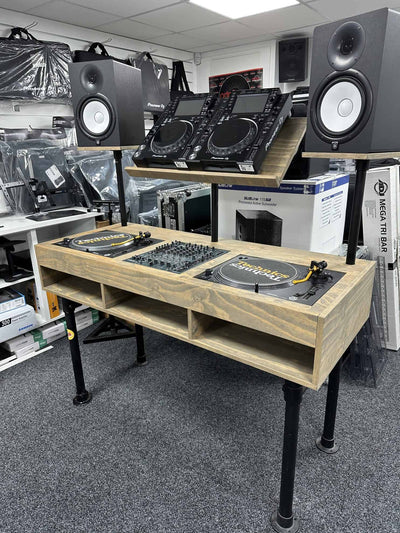 Spinback Furniture DJ Stand with Speaker and CDJ Brackets - Deck Converters
