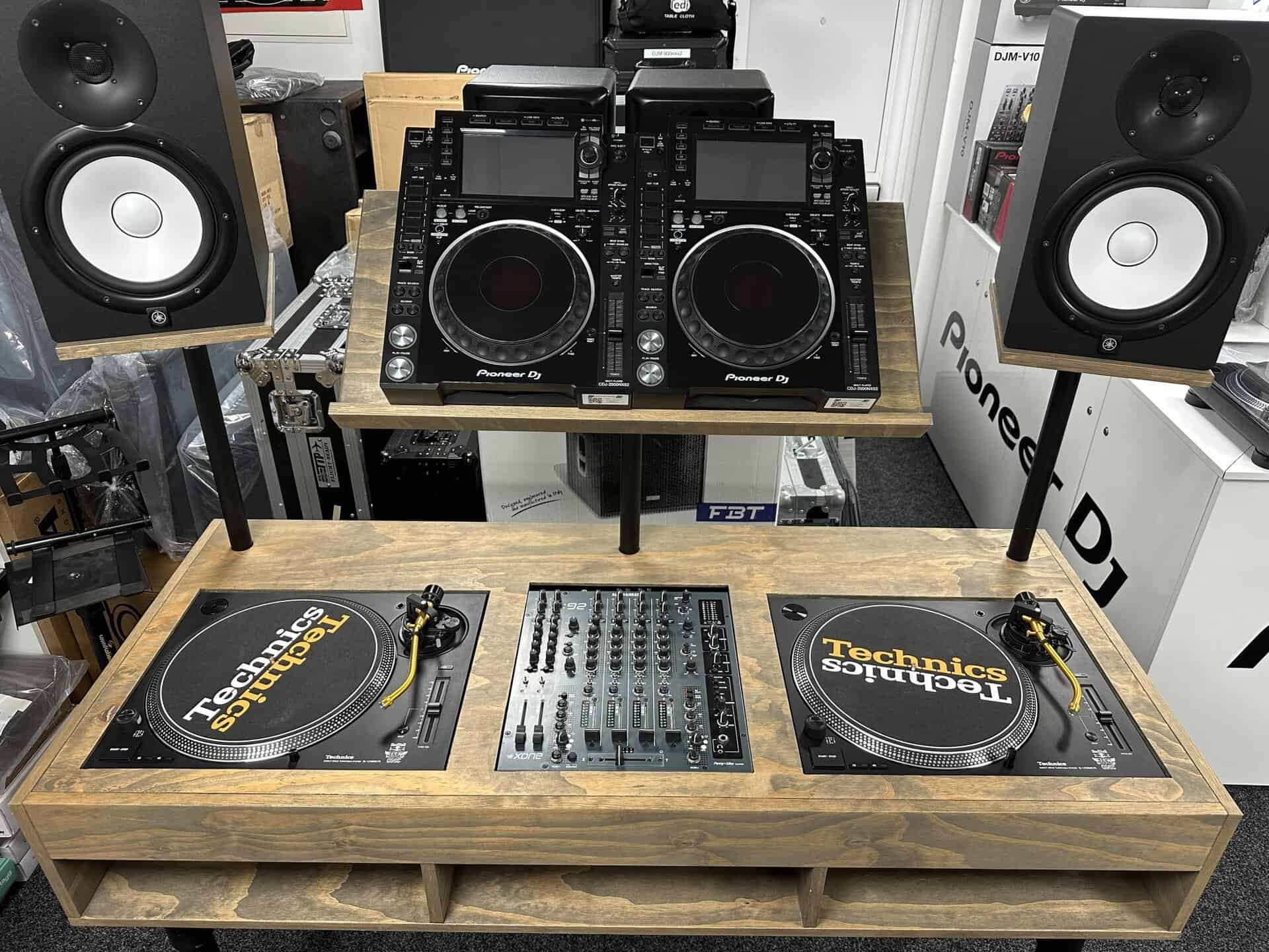Spinback Furniture DJ Stand with Speaker and CDJ Brackets - Deck Converters