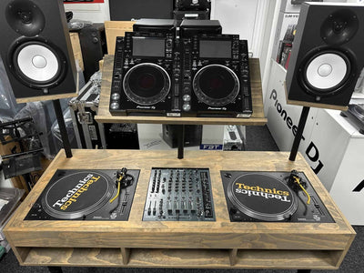 Spinback Furniture DJ Stand with Speaker and CDJ Brackets - Deck Converters