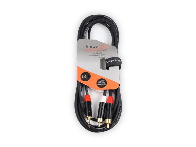 Stagecore iCORE 215 3.5mm Stereo Jack - 2x Male RCA Cable - Deck Converters