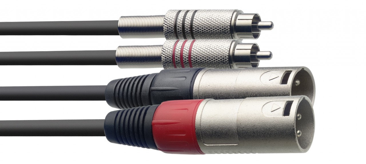 Stagg STC3CMXM Twin cable, XLR/RCA (m/m), 3 m (10') - Deck Converters
