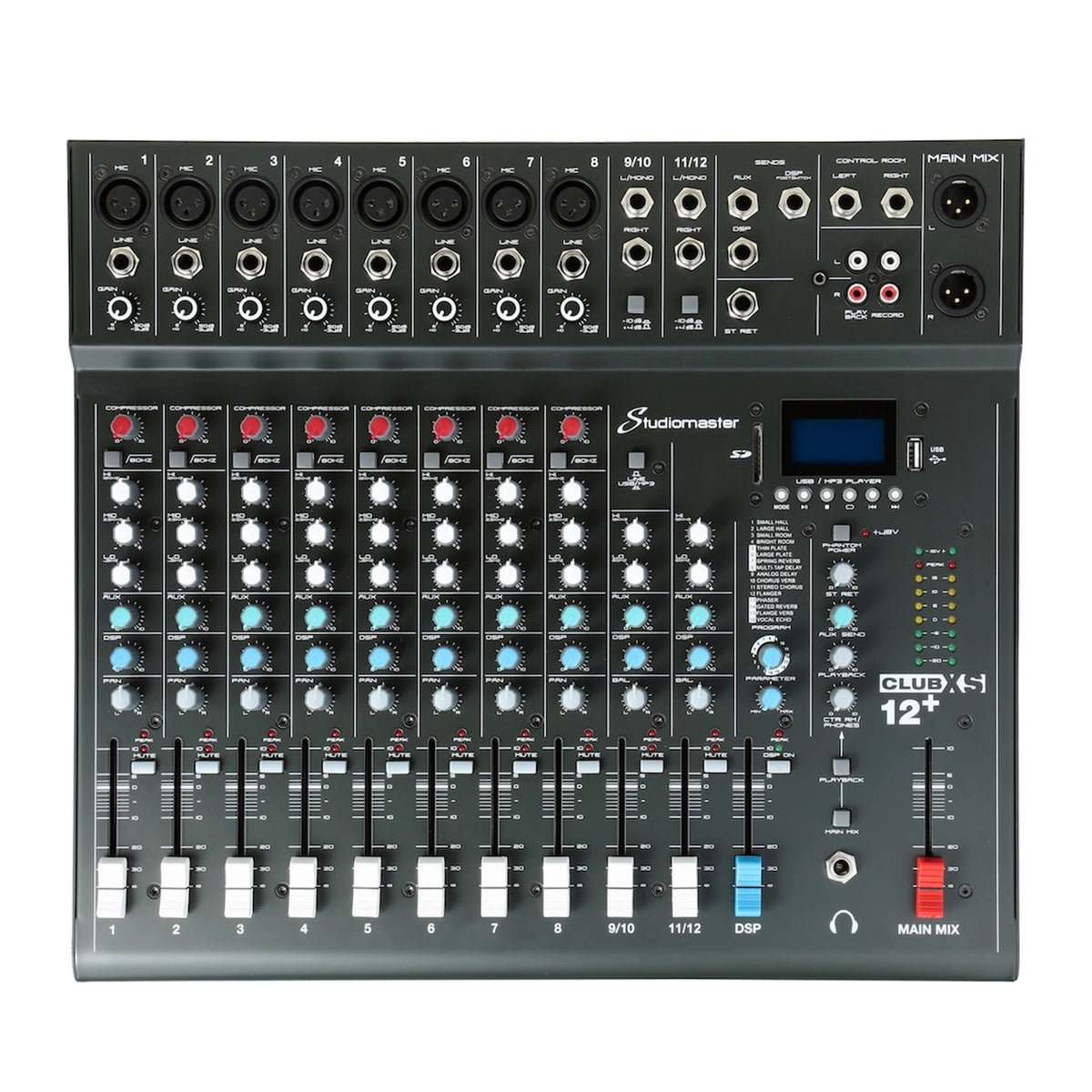 Studiomaster Club XS 12+ 12 Channel Mixing Console with Bluetooth & DSP - Deck Converters