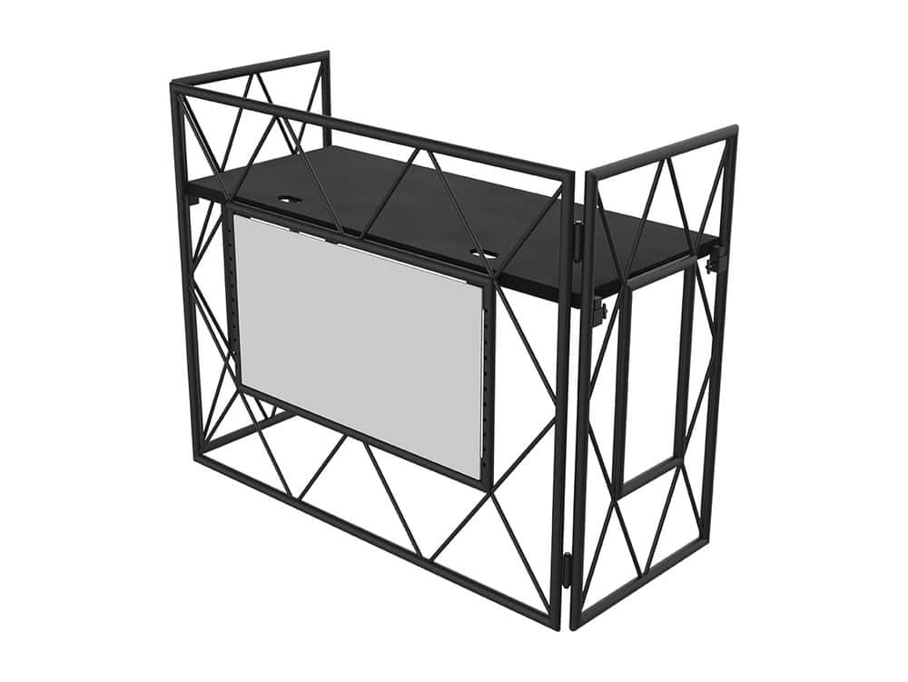 Ultimax TrussBooth Black Aluminium Truss DJ Booth c/w VESA TV mount and Shelf - Deck Converters