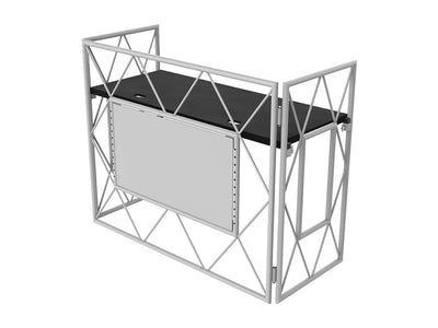 Ultimax TrussBooth White Aluminium Truss DJ Booth c/w VESA TV mount and Shelf - Deck Converters